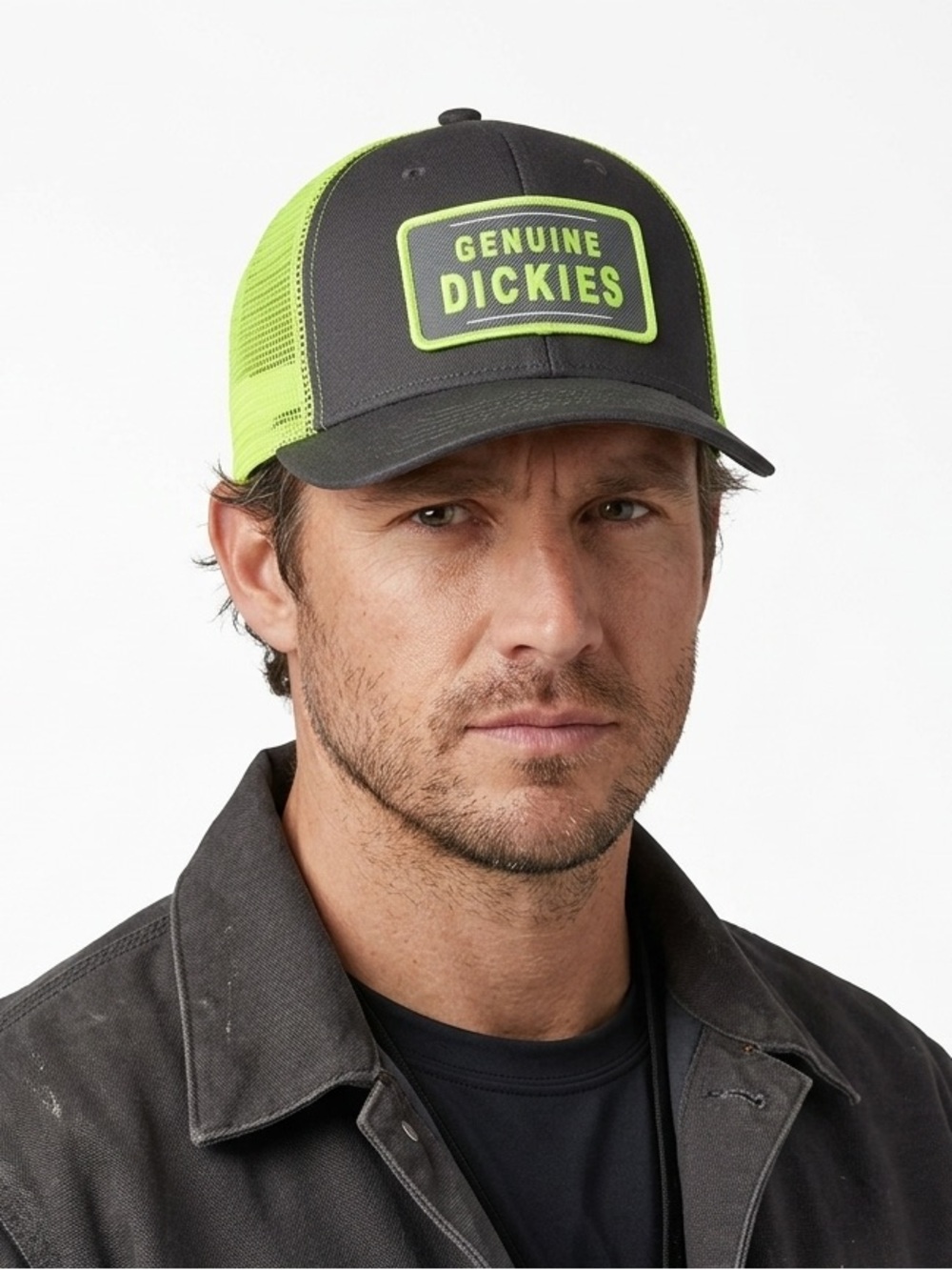 Genuine Dickies Neon Green and Black Mesh Snapback Trucker Hat OSFM NWT